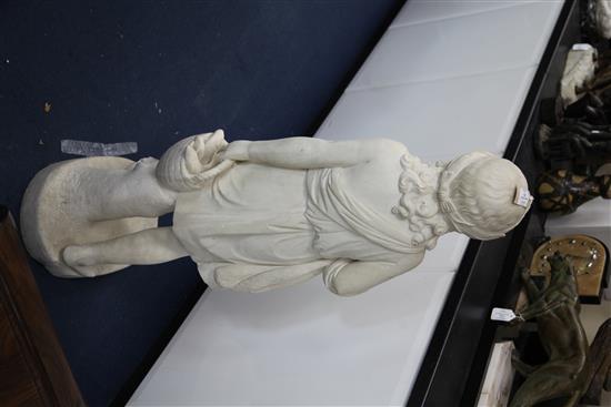 A Victorian carved white marble figure of a Roman fisherboy, height 42in.